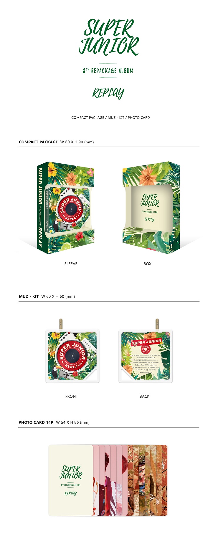 SUPER JUNIOR(슈퍼주니어) - 8집 리팩 REPLAY [Kihno Kit Album]